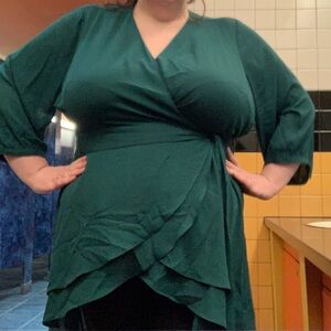 Elegant Green Wrap Top